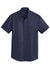 Port Authority S664 Mens SuperPro Wrinkle Resistant Short Sleeve Button Down Shirt w/ Pocket True Navy Blue Flat Front