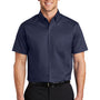 Port Authority Mens SuperPro Wrinkle Resistant Short Sleeve Button Down Shirt w/ Pocket - True Navy Blue