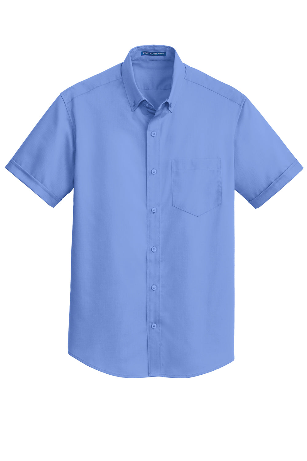 Port Authority S664 Mens SuperPro Wrinkle Resistant Short Sleeve Button Down Shirt w/ Pocket Ultramarine Blue Flat Front