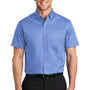 Port Authority Mens SuperPro Wrinkle Resistant Short Sleeve Button Down Shirt w/ Pocket - Ultramarine Blue