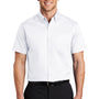 Port Authority Mens SuperPro Wrinkle Resistant Short Sleeve Button Down Shirt w/ Pocket - White