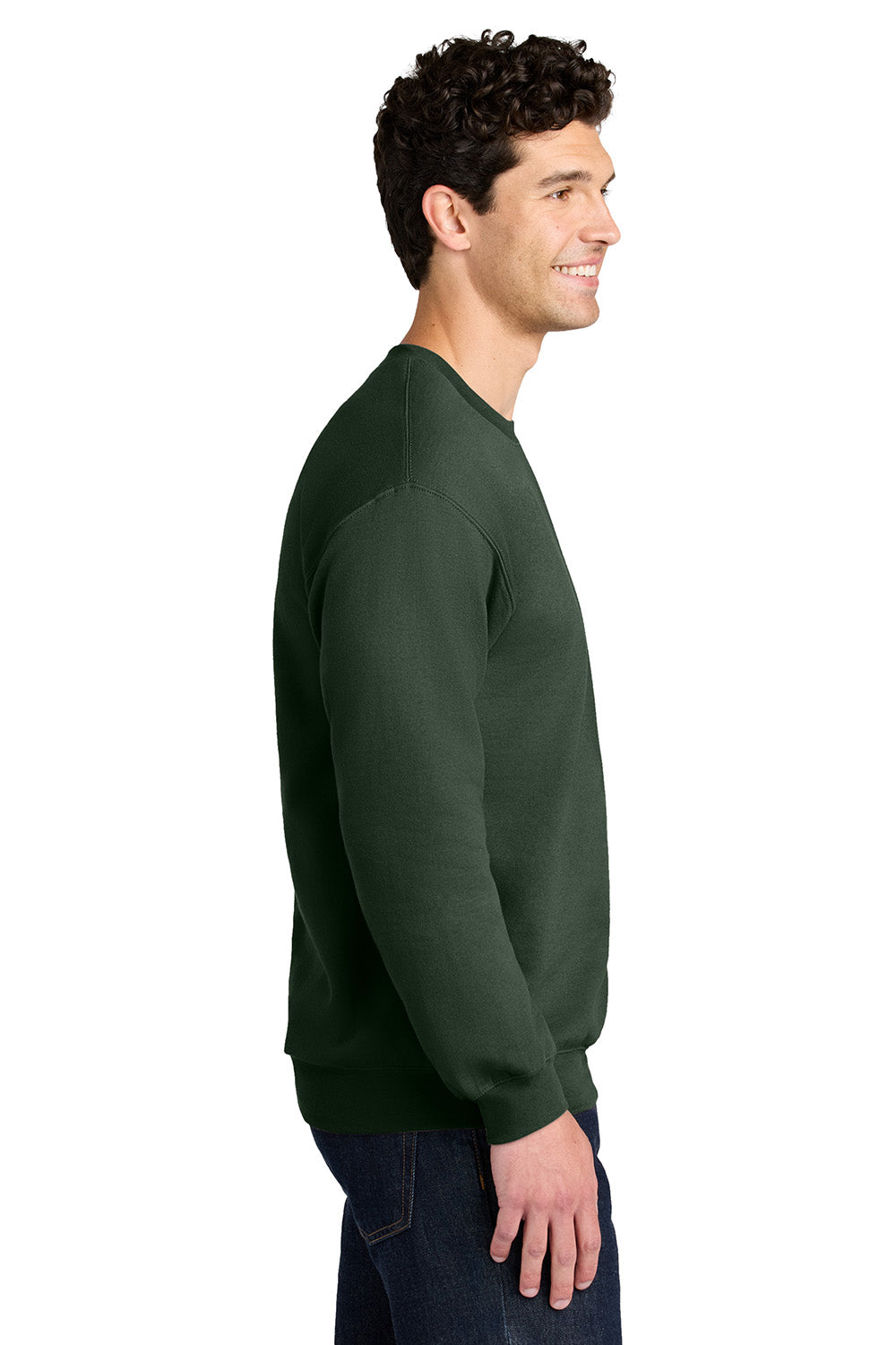 Gildan SF000 Mens Softstyle Crewneck Sweatshirt Forest Green Model Side