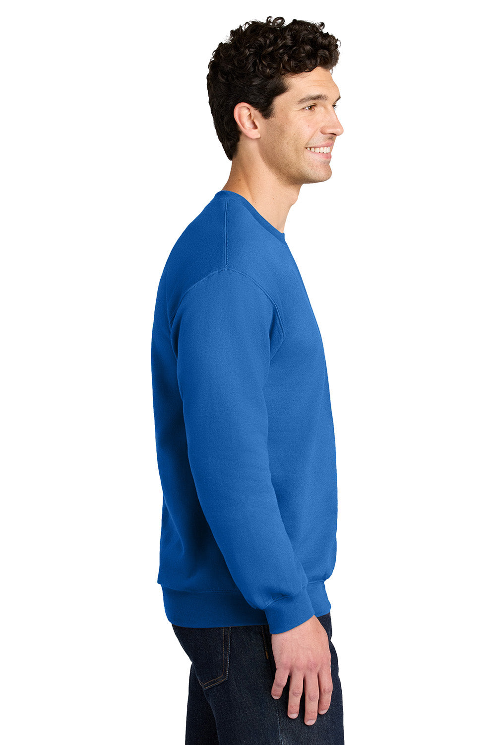 Gildan SF000 Mens Softstyle Crewneck Sweatshirt Royal Blue Model Side