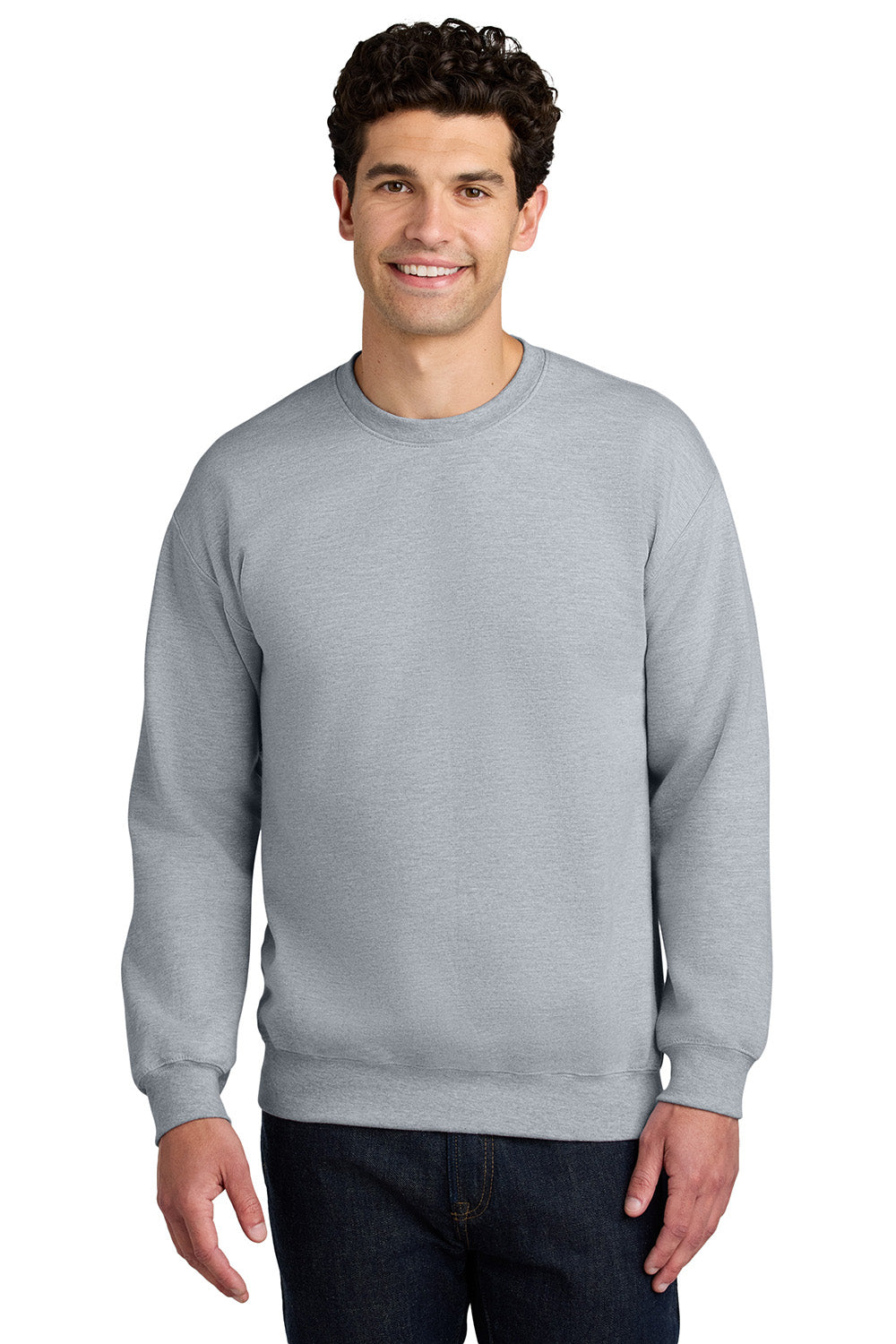 Gildan SF000 Mens Softstyle Crewneck Sweatshirt Sport Grey Model Front