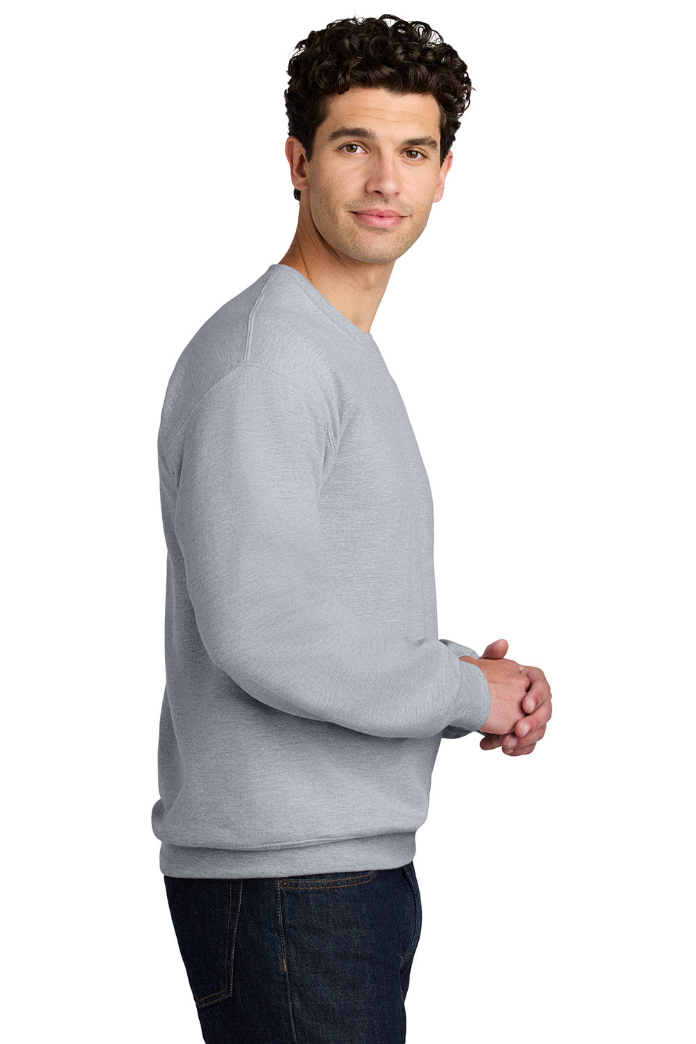 Gildan SF000 Mens Softstyle Crewneck Sweatshirt Sport Grey Model Side