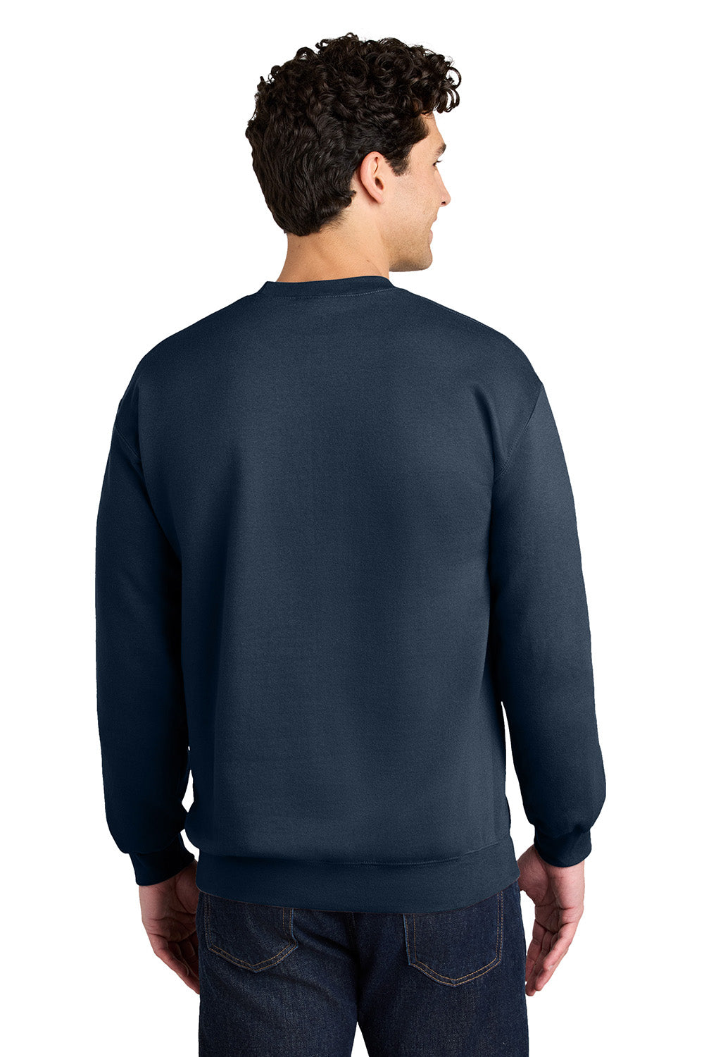 Gildan SF000 Mens Softstyle Crewneck Sweatshirt Navy Blue Model Back