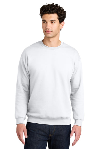 Gildan SF000 Mens Softstyle Crewneck Sweatshirt White Model Front