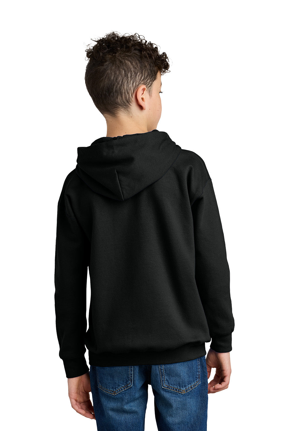 Gildan SF500B Youth Softstyle Hooded Sweatshirt Hoodie w/ Pouch Pocket Black Model Back