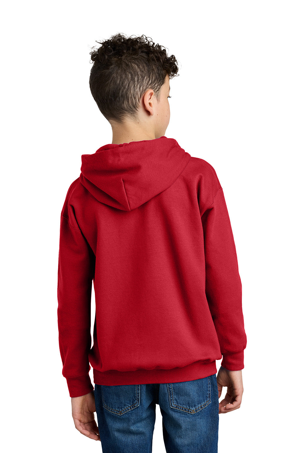 Gildan SF500B Youth Softstyle Hooded Sweatshirt Hoodie w/ Pouch Pocket Red Model Back