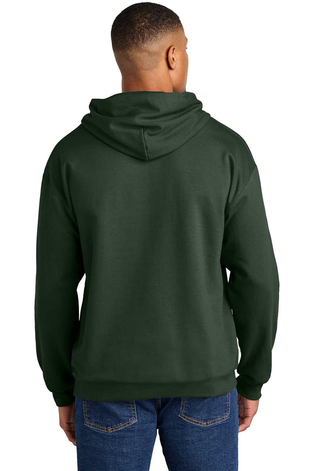 Gildan SF500 Mens Softstyle Hooded Sweatshirt Hoodie Forest Green Model Back