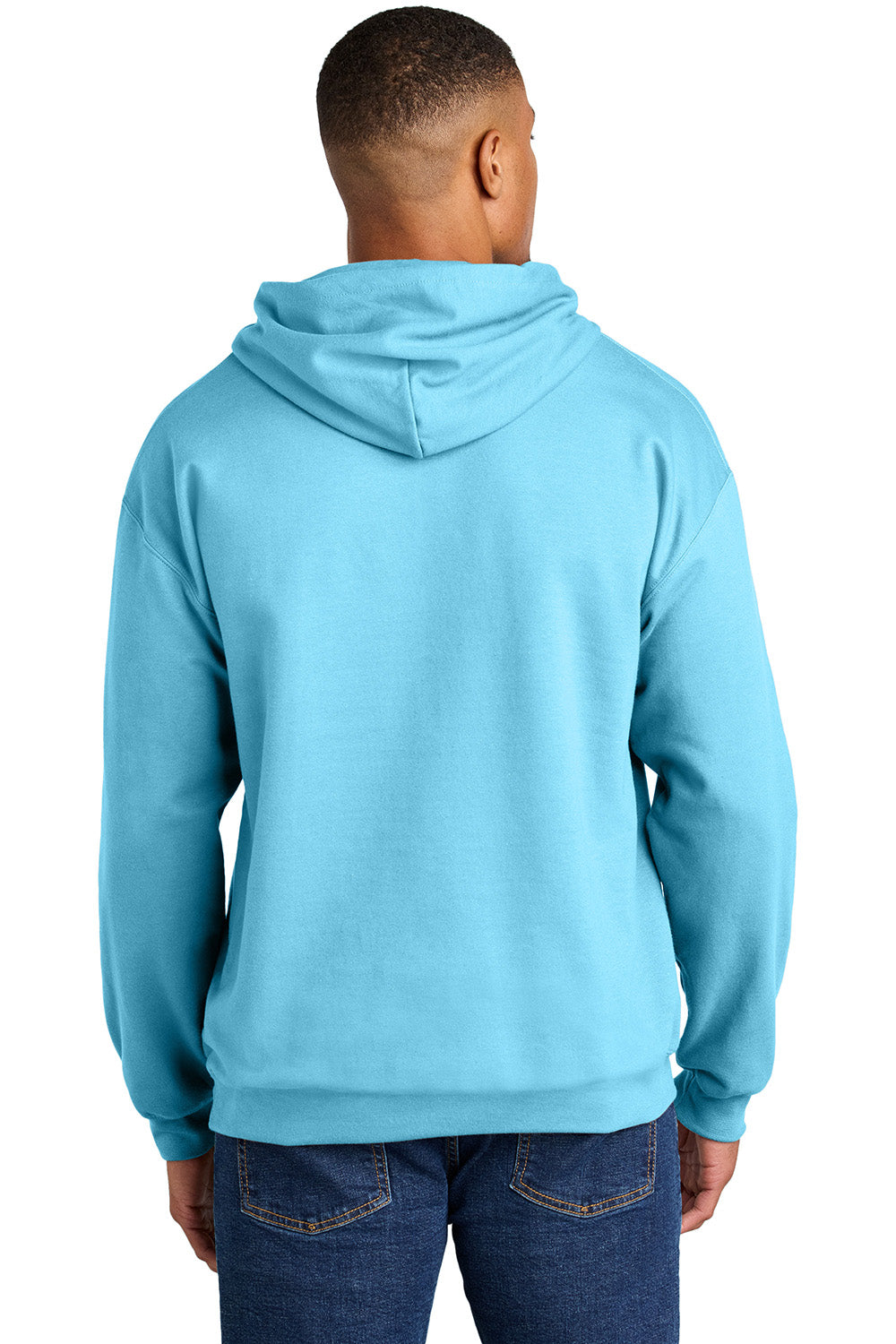 Gildan SF500 Mens Softstyle Hooded Sweatshirt Hoodie w/ Pouch Pocket Sky Blue Model Back