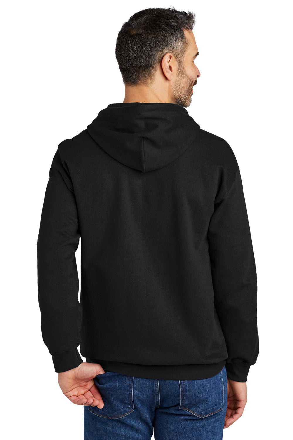 Gildan SF500 Mens Softstyle Hooded Sweatshirt Hoodie w/ Pouch Pocket Black Model Back