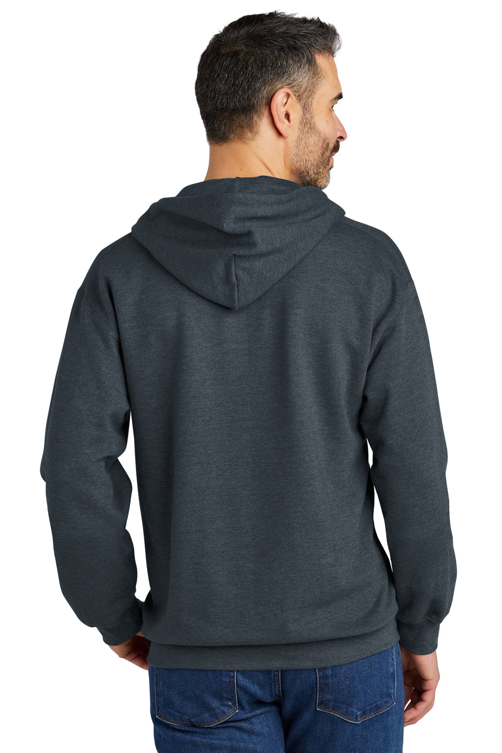 Gildan SF500 Mens Softstyle Hooded Sweatshirt Hoodie w/ Pouch Pocket Heather Dark Grey Model Back