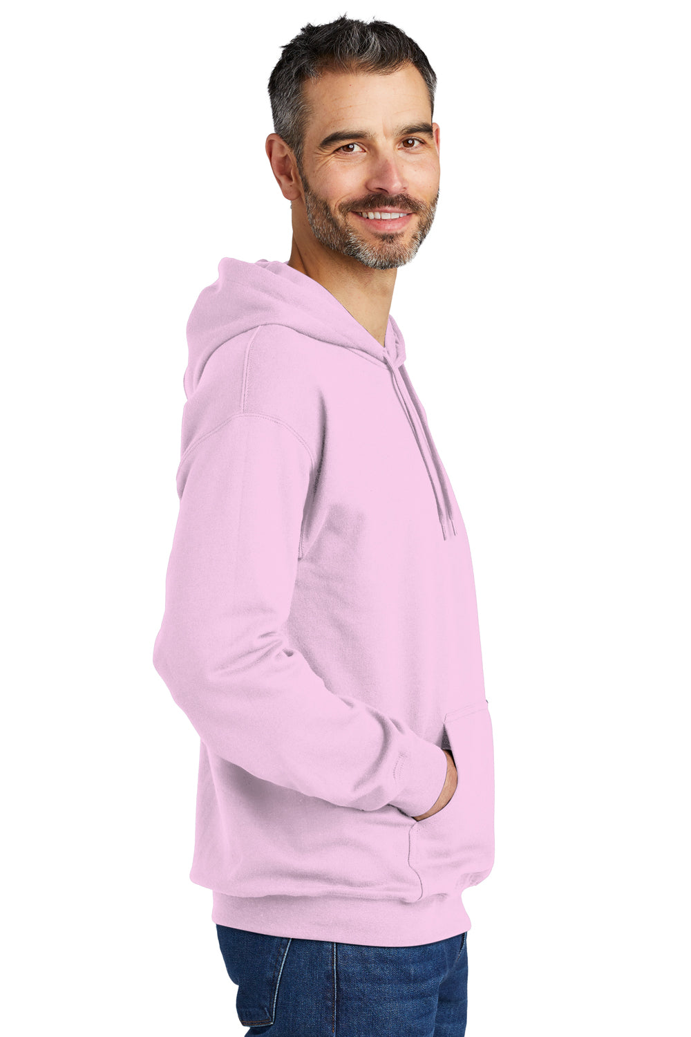 Gildan SF500 Mens Softstyle Hooded Sweatshirt Hoodie w/ Pouch Pocket Light Pink Model Side