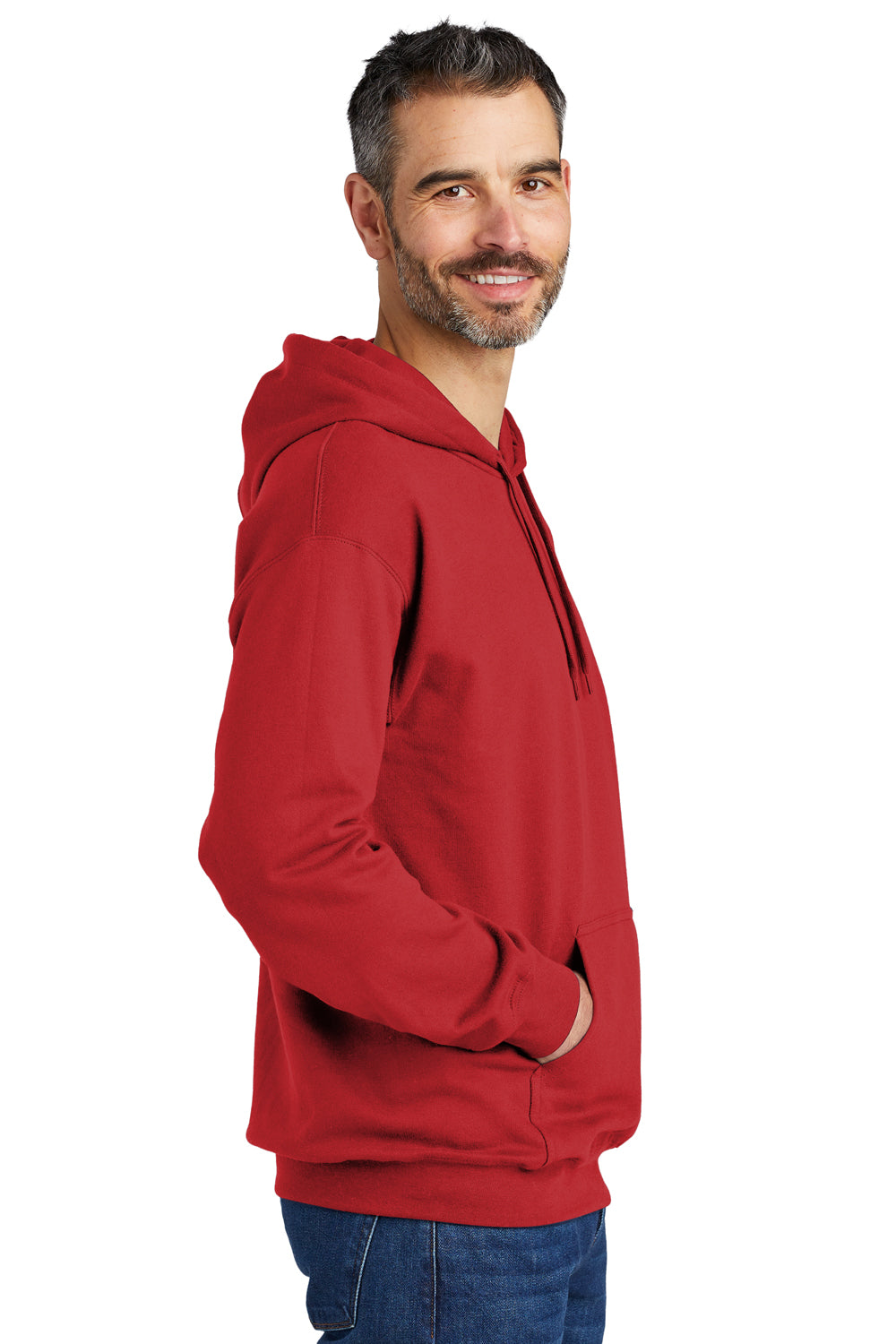 Gildan SF500 Mens Softstyle Hooded Sweatshirt Hoodie w/ Pouch Pocket Red Model Side