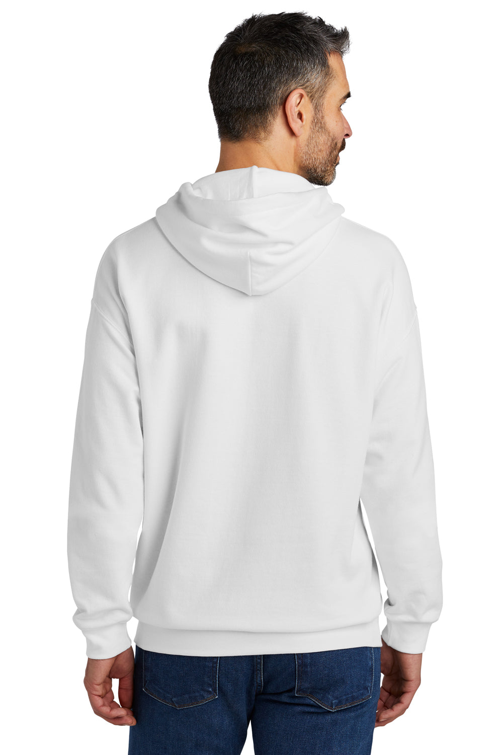 Gildan SF500 Mens Softstyle Hooded Sweatshirt Hoodie w/ Pouch Pocket White Model Back