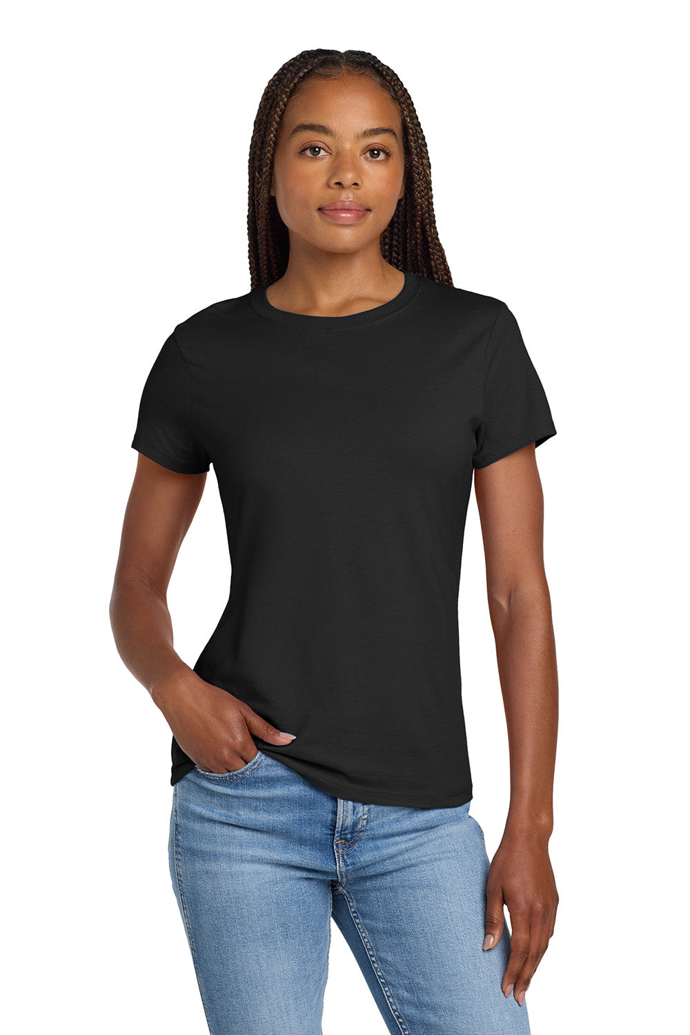 Hanes SL04 Womens Nano-T Short Sleeve Crewneck T-Shirt Black Model Front