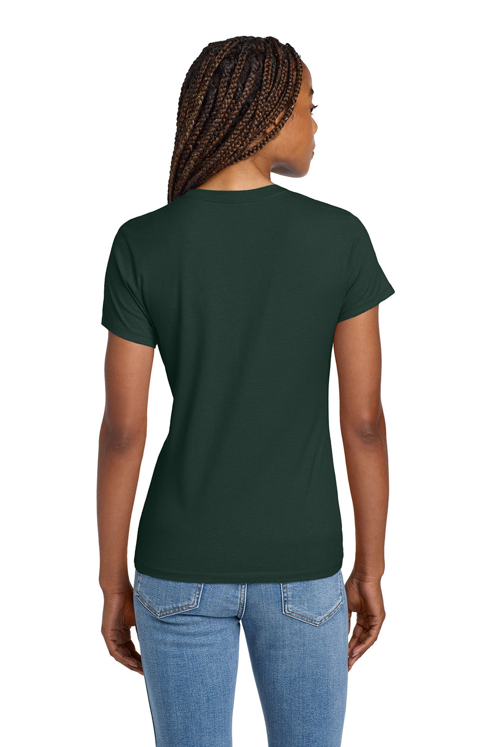 Hanes SL04 Womens Nano-T Short Sleeve Crewneck T-Shirt Deep Forest Green Model Back