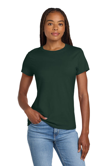 Hanes SL04 Womens Nano-T Short Sleeve Crewneck T-Shirt Deep Forest Green Model Front