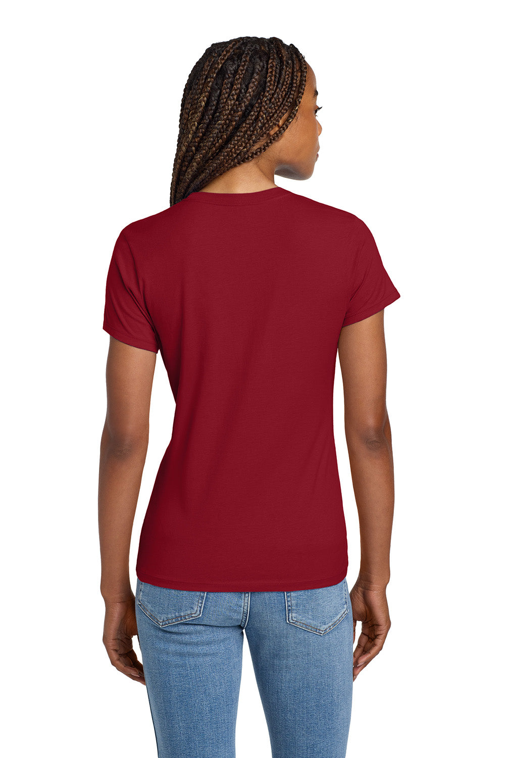 Hanes SL04 Womens Nano-T Short Sleeve Crewneck T-Shirt Deep Red Model Back