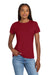 Hanes SL04 Womens Nano-T Short Sleeve Crewneck T-Shirt Deep Red Model Front