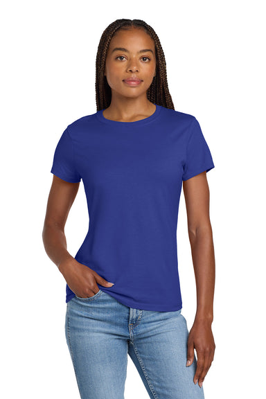 Hanes SL04 Womens Nano-T Short Sleeve Crewneck T-Shirt Deep Royal Blue Model Front