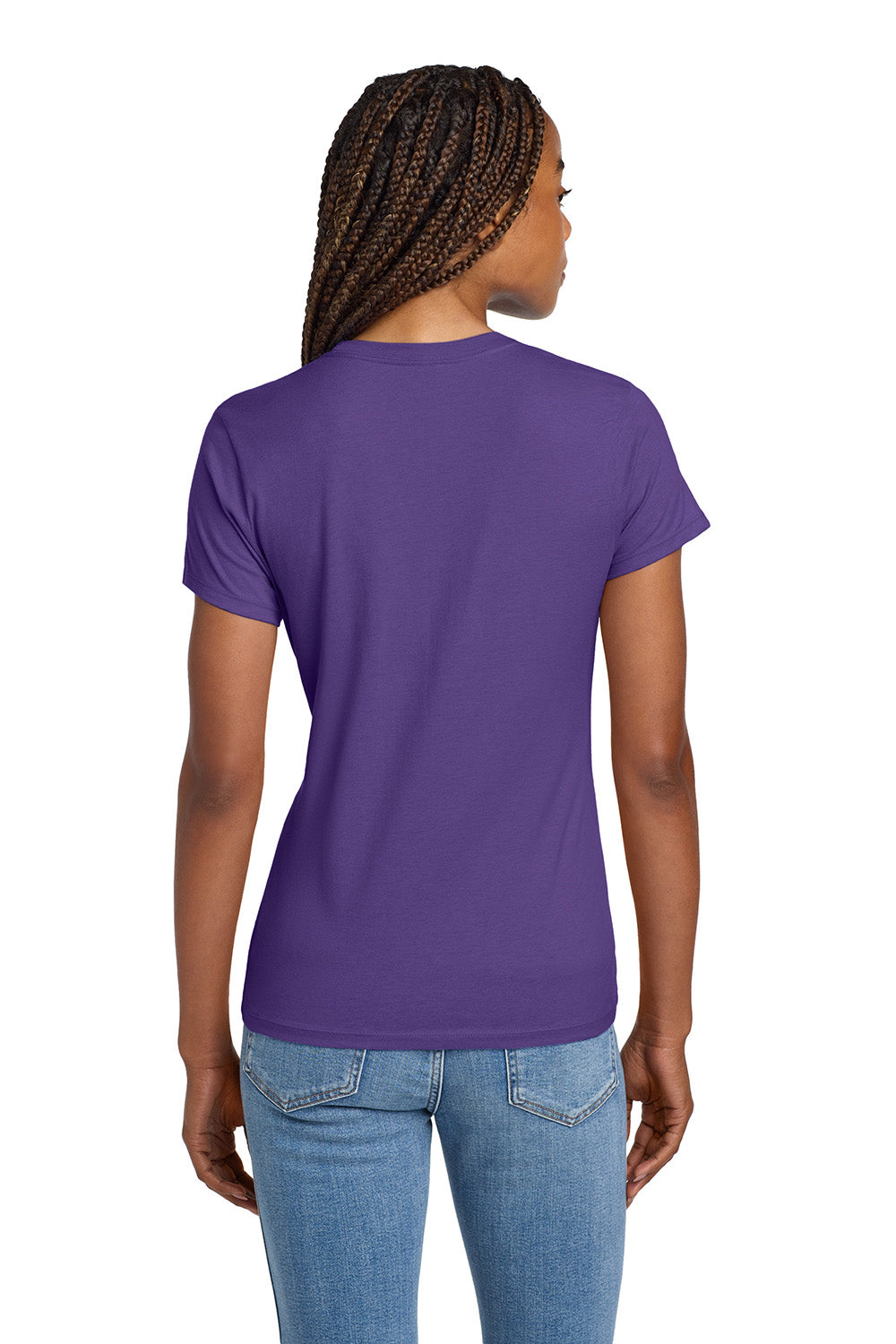 Hanes SL04 Womens Nano-T Short Sleeve Crewneck T-Shirt Purple Model Back