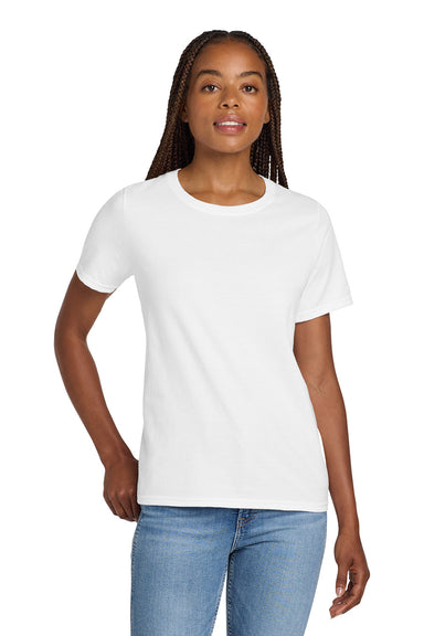 Hanes SL04 Womens Nano-T Short Sleeve Crewneck T-Shirt White Model Front