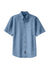 Port & Company SP11 Mens Denim Short Sleeve Button Down Shirt w/ Pocket Faded Blue Flat Front