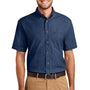 Port & Company Mens Denim Short Sleeve Button Down Shirt w/ Pocket - Ink Blue