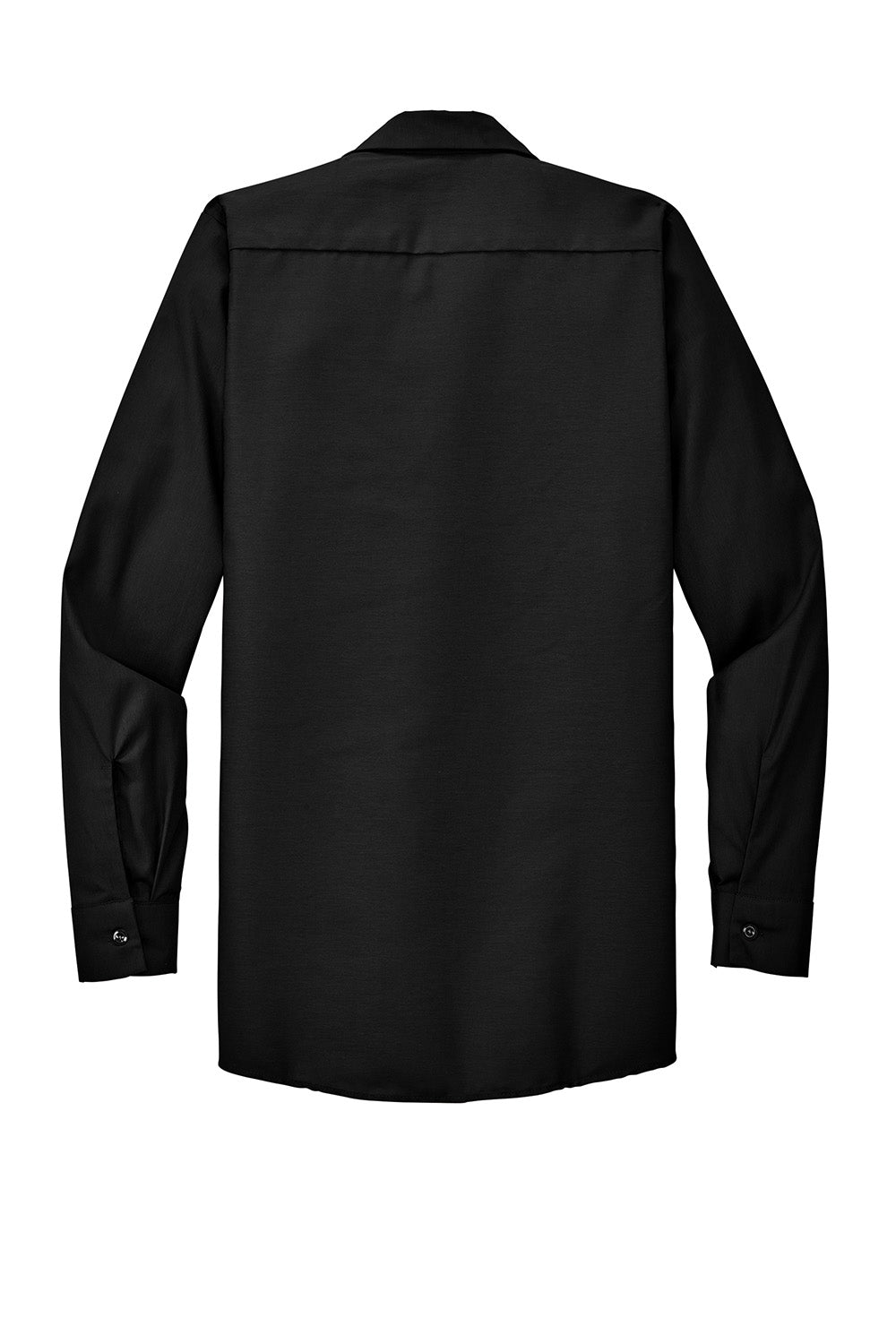 Red Kap SP14/SP14LONG Mens Industrial Moisture Wicking Long Sleeve Button Down Shirt w/ Double Pockets Black Flat Back