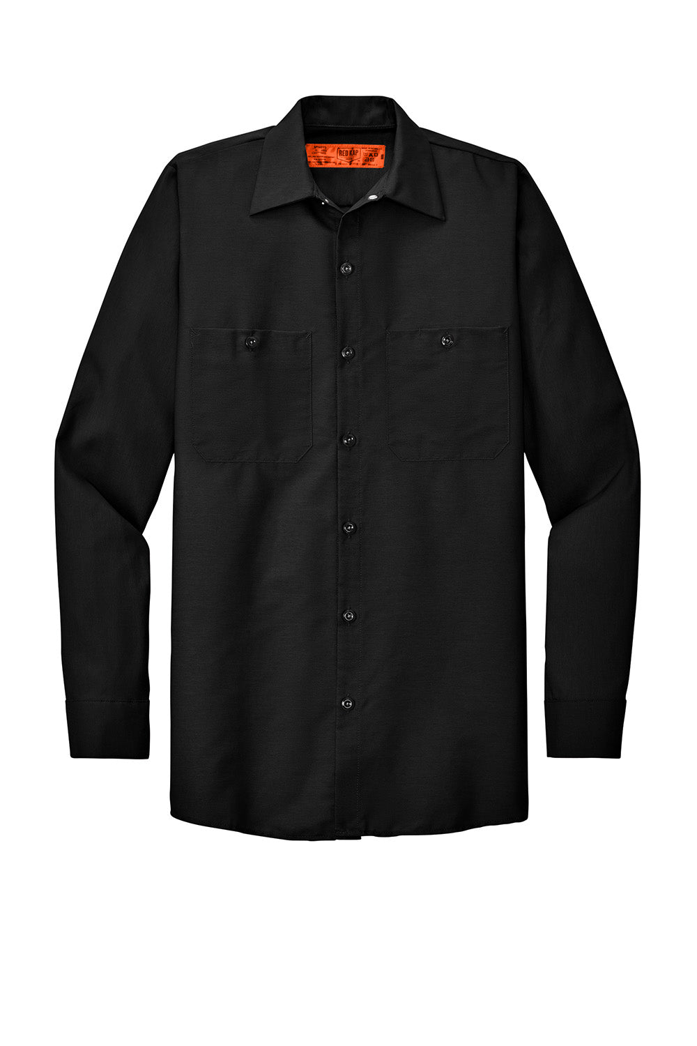 Red Kap SP14/SP14LONG Mens Industrial Moisture Wicking Long Sleeve Button Down Shirt w/ Double Pockets Black Flat Front