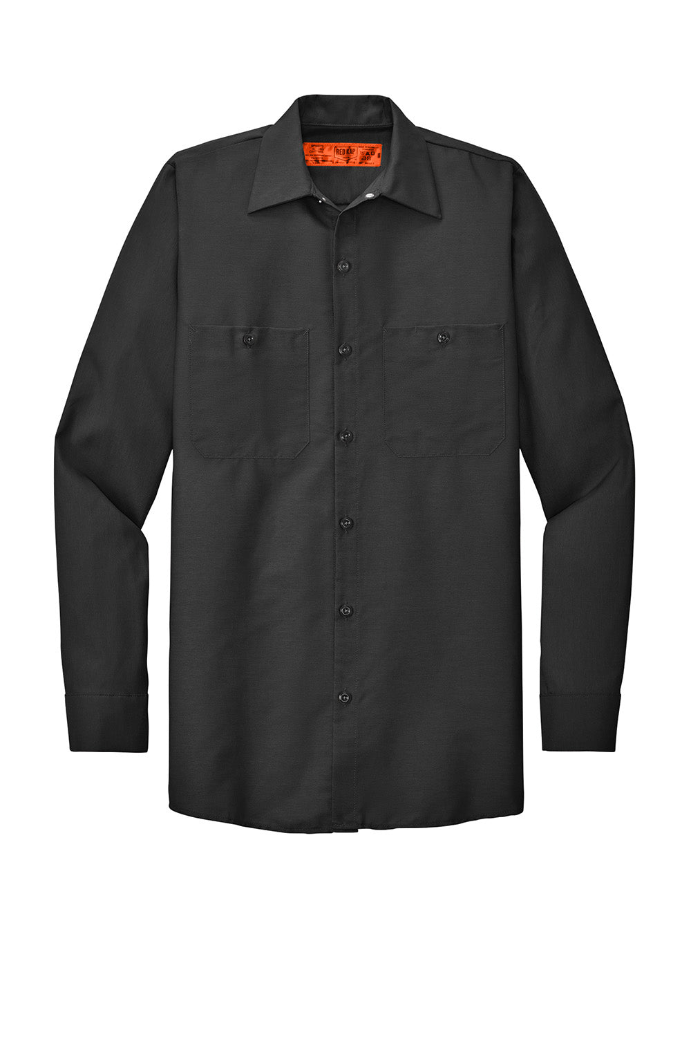 Red Kap SP14/SP14LONG Mens Industrial Moisture Wicking Long Sleeve Button Down Shirt w/ Double Pockets Charcoal Grey Flat Front