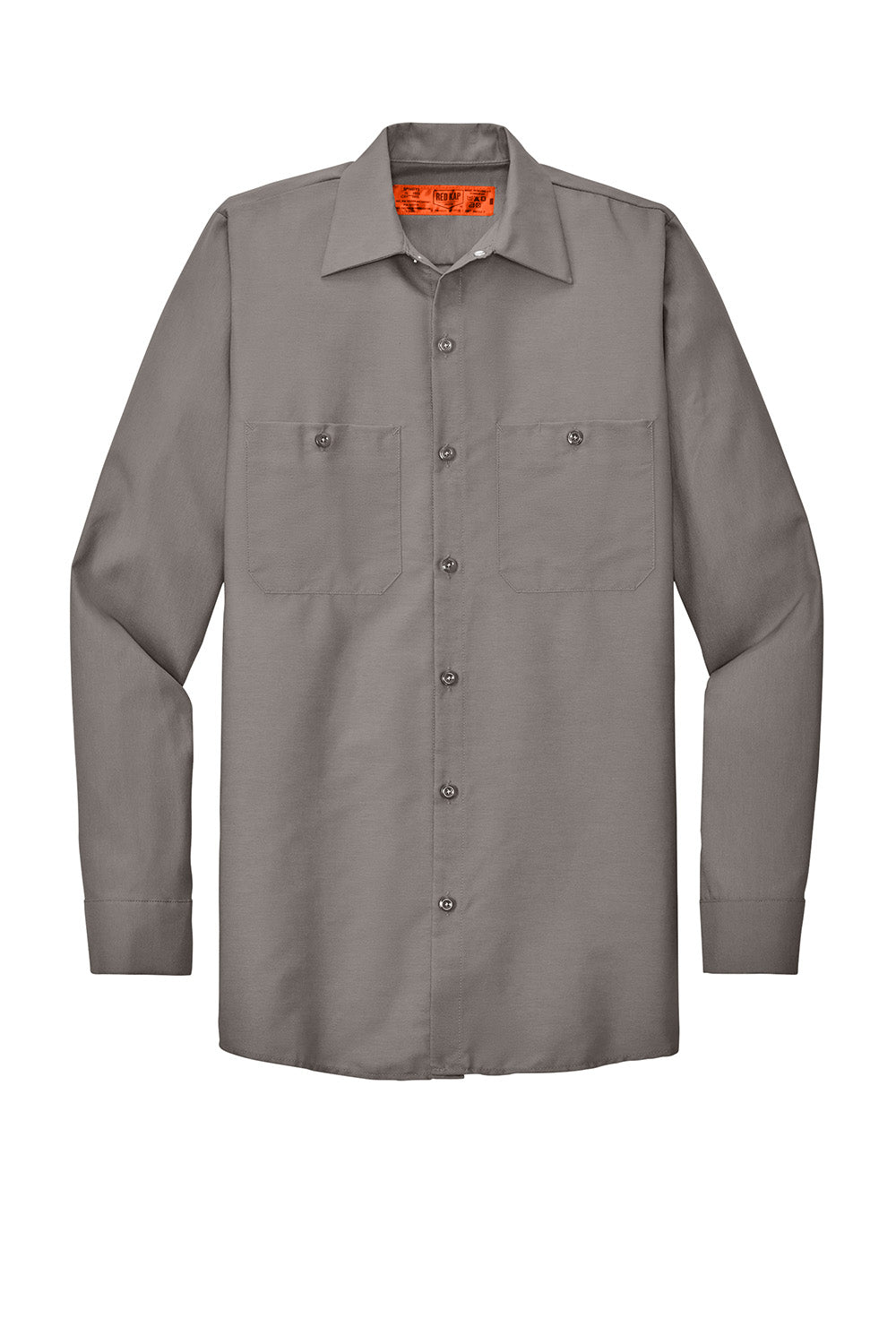 Red Kap SP14/SP14LONG Mens Industrial Moisture Wicking Long Sleeve Button Down Shirt w/ Double Pockets Grey Flat Front