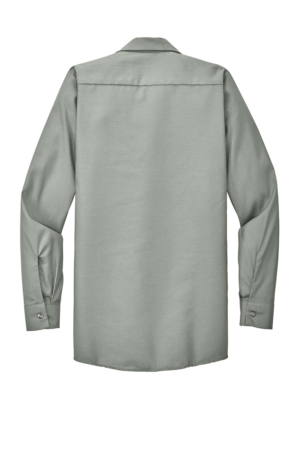 Red Kap SP14/SP14LONG Mens Industrial Moisture Wicking Long Sleeve Button Down Shirt w/ Double Pockets Light Grey Flat Back