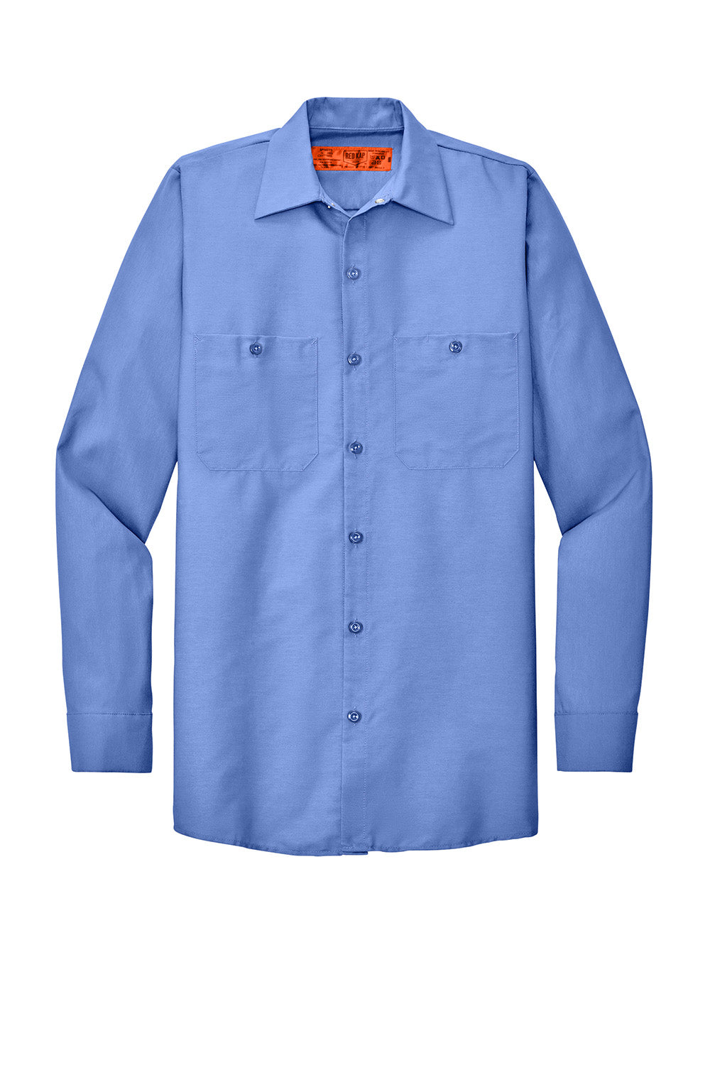 Red Kap SP14/SP14LONG Mens Industrial Moisture Wicking Long Sleeve Button Down Shirt w/ Double Pockets Petrol Blue Flat Front