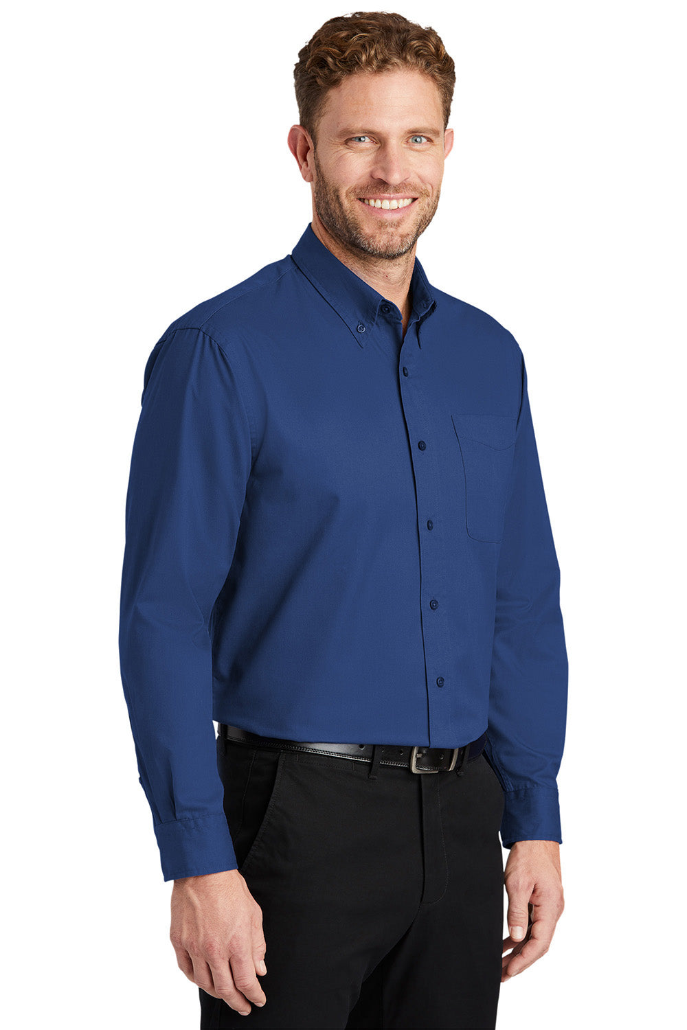 CornerStone SP17 Mens SuperPro Stain Resistant Long Sleeve Button Down Shirt w/ Pocket Royal Blue Model 3q