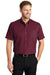 CornerStone SP18 Mens SuperPro Stain Resistant Short Sleeve Button Down Shirt w/ Pocket Burgundy Model Front