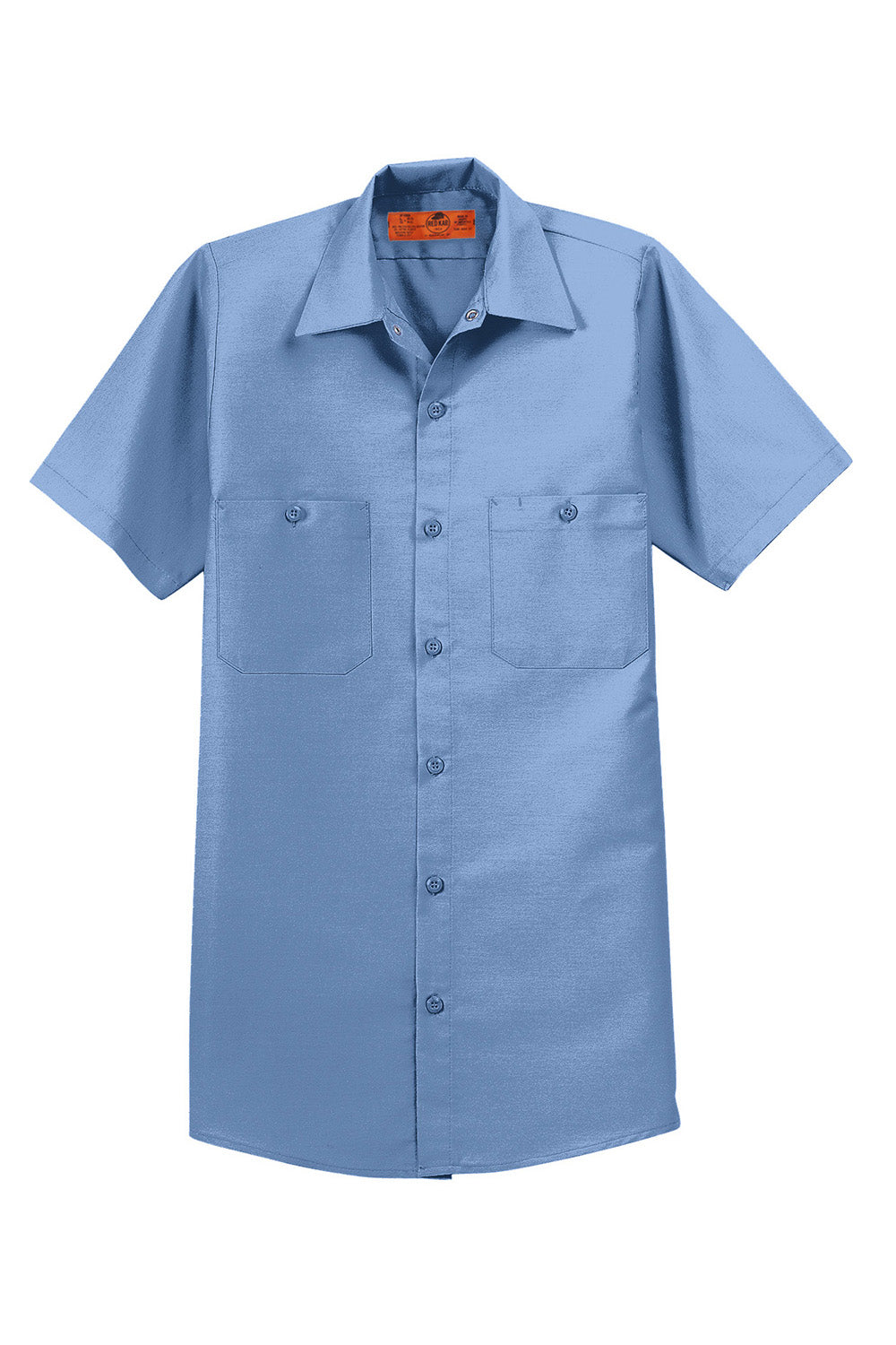 Red Kap SP24/SP24LONG Mens Industrial Moisture Wicking Short Sleeve Button Down Shirt w/ Double Pockets Petrol Blue Flat Front