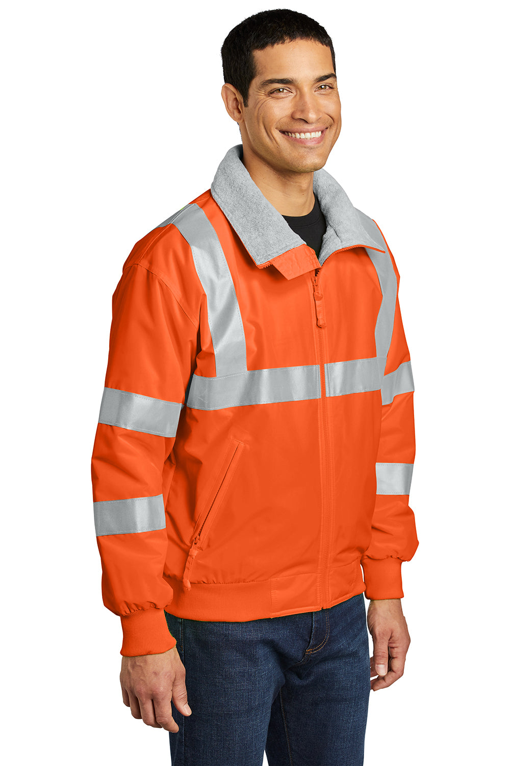 Port Authority SRJ754 Mens Challenger Wind & Water Resistant Full Zip Jacket Safety Orange Model 3q