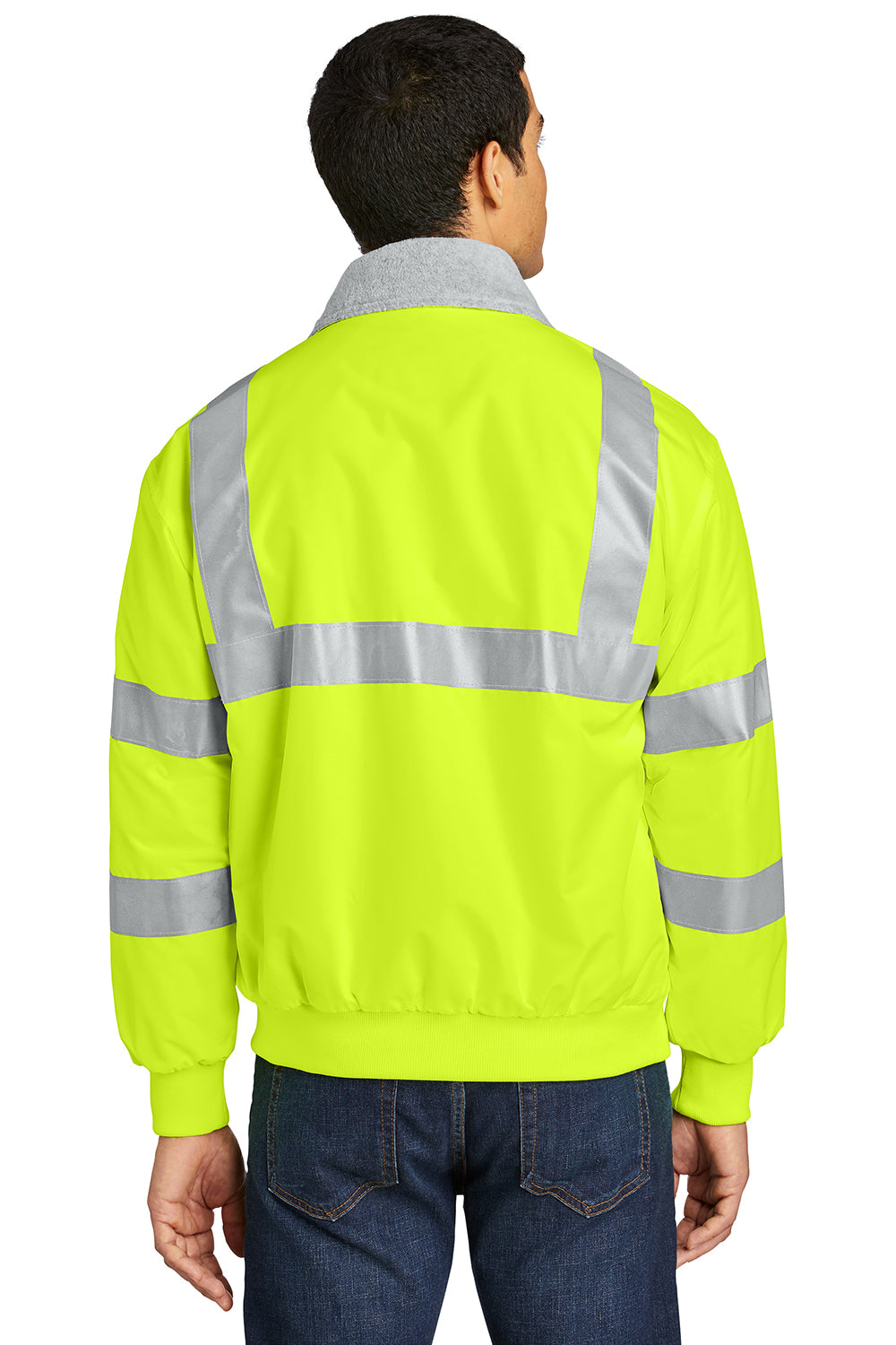 Port Authority SRJ754 Mens Challenger Wind & Water Resistant Full Zip Jacket Safety Yellow Model Back