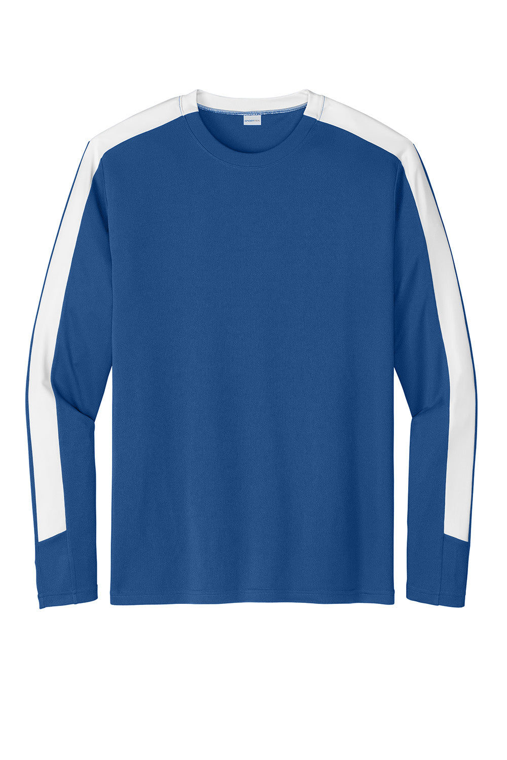 Sport-Tek ST100LS Mens Competitor United Long Sleeve Crewneck T-Shirt Royal Blue/White Flat Front