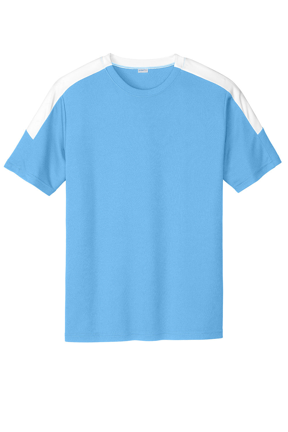 Sport-Tek ST100 Mens Competitor United Short Sleeve Crewneck T-Shirt Carolina Blue/White Flat Front