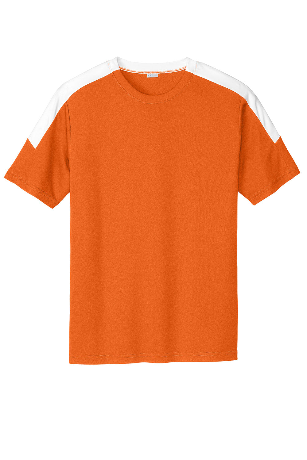 Sport-Tek ST100 Mens Competitor United Short Sleeve Crewneck T-Shirt Deep Orange/White Flat Front