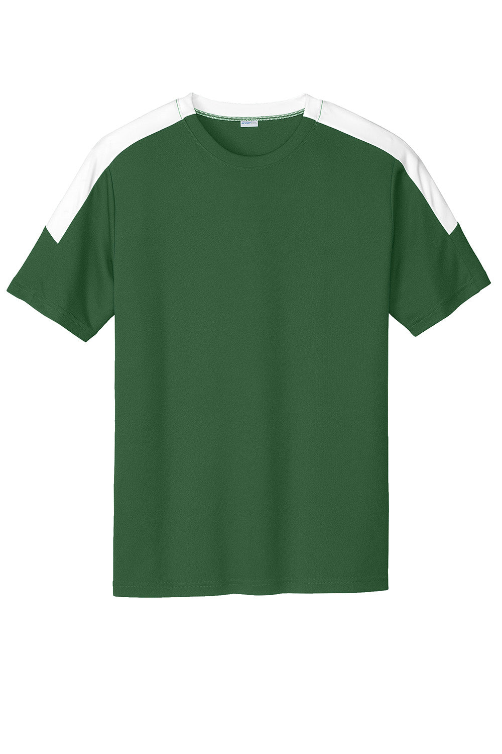 Sport-Tek ST100 Mens Competitor United Short Sleeve Crewneck T-Shirt Forest Green/White Flat Front