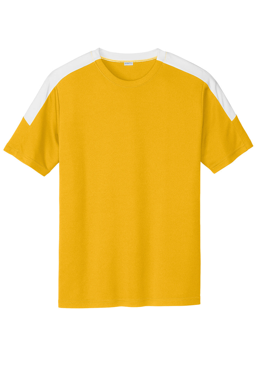 Sport-Tek ST100 Mens Competitor United Short Sleeve Crewneck T-Shirt Gold/White Flat Front