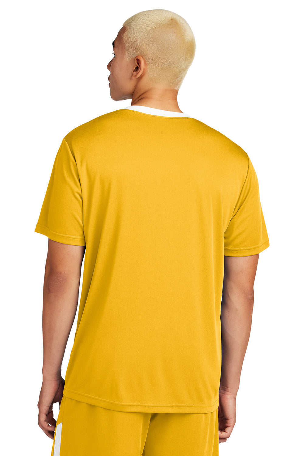 Sport-Tek ST100 Mens Competitor United Short Sleeve Crewneck T-Shirt Gold/White Model Back