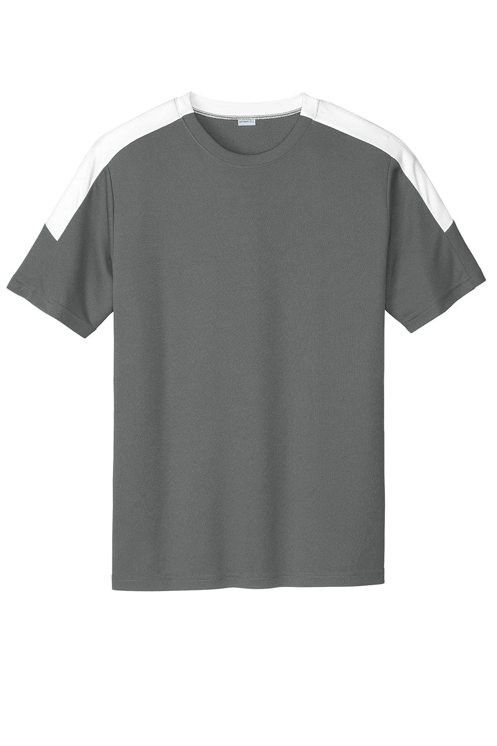 Sport-Tek ST100 Mens Competitor United Short Sleeve Crewneck T-Shirt Iron Grey/White Flat Front