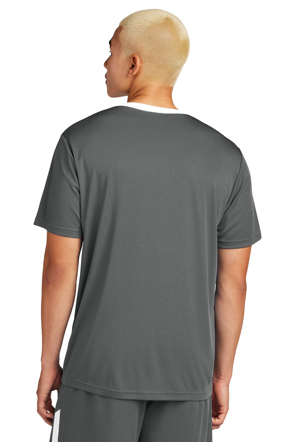 Sport-Tek ST100 Mens Competitor United Short Sleeve Crewneck T-Shirt Iron Grey/White Model Back