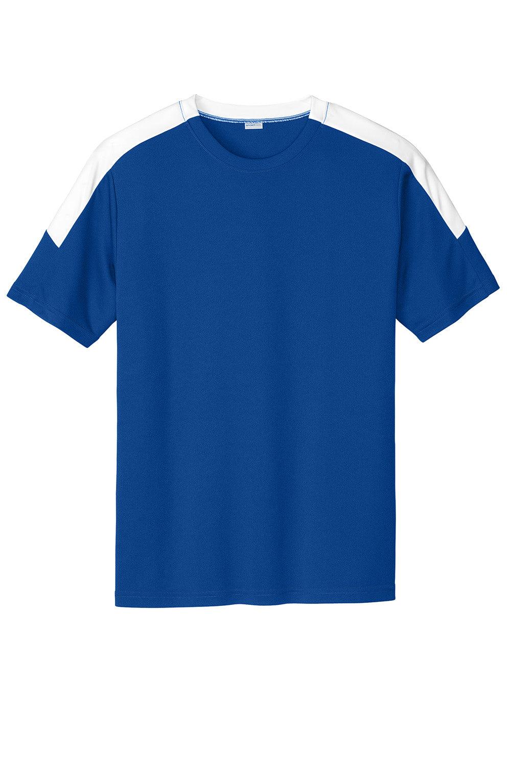 Sport-Tek ST100 Mens Competitor United Short Sleeve Crewneck T-Shirt True Royal Blue/White Flat Front